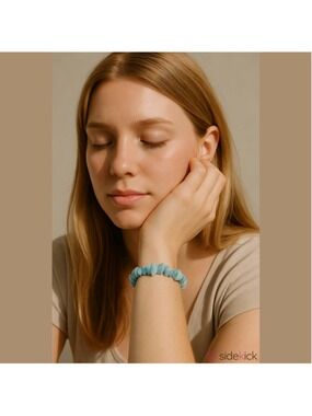 Larimar Blue Natural Stone Stretch Bracelet